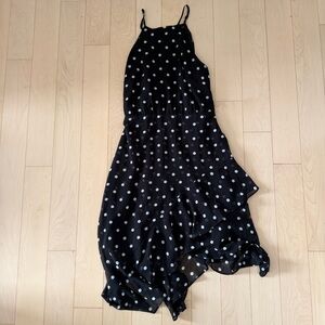 Guess Black and White Polka Dot Dress with Asymmetrical Hem